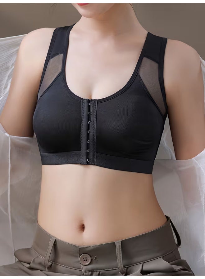 Zeemey Sports bra with front buttons to make big breasts look smaller; breathable and comfortable innerwear for running and yoga; no underwire, adjustable bra - Image 5